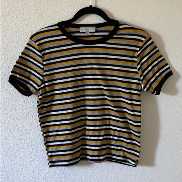 gaze Tops - Ribbed Fitted Striped Top